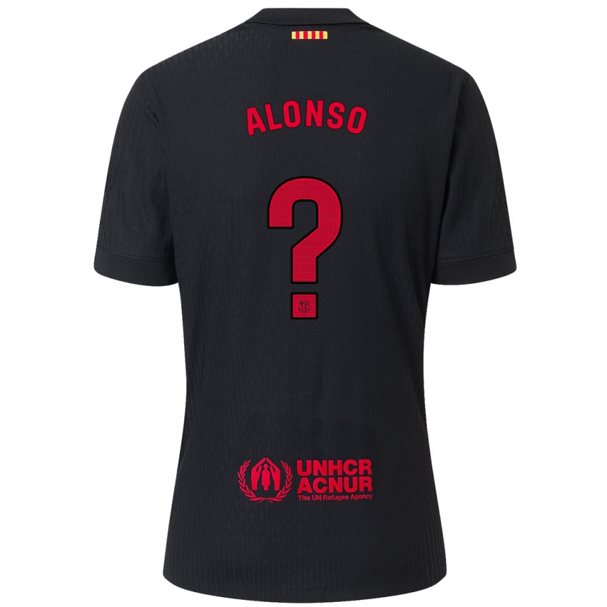 Men Football Aáron Alonso #0 Black Red Away Jersey 2024/25 T-Shirt Nz