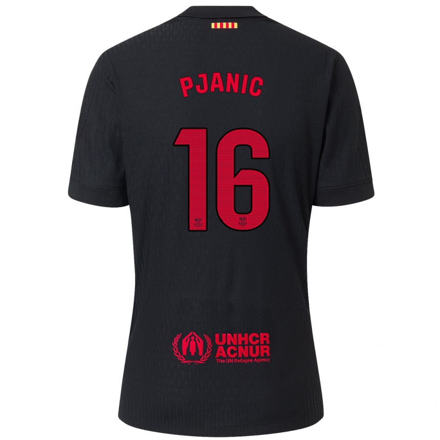 Men Football Miralem Pjanic #16 Black Red Away Jersey 2024/25 T-Shirt Nz