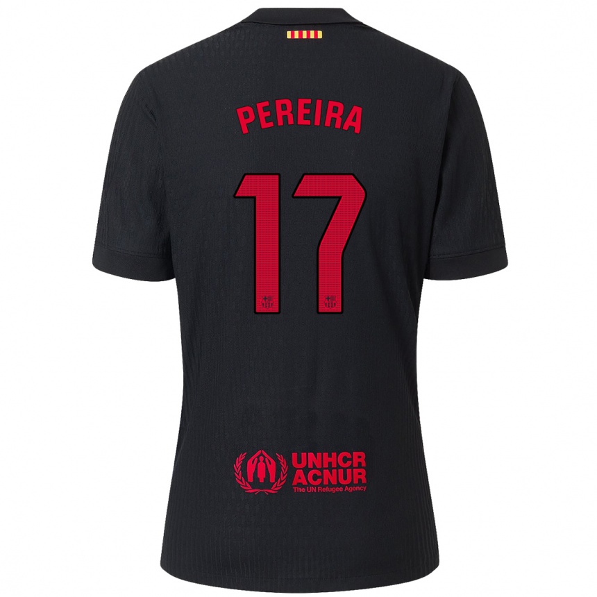 Men Football Andrea Pereira #17 Black Red Away Jersey 2024/25 T-Shirt Nz