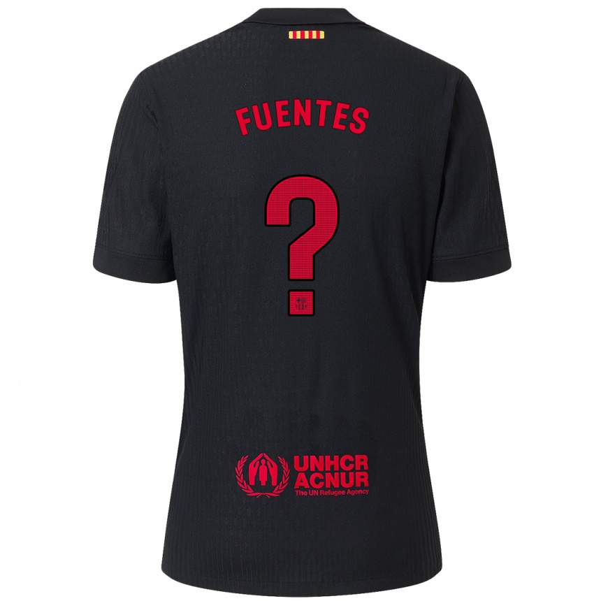 Men Football Juan David Fuentes #0 Black Red Away Jersey 2024/25 T-Shirt Nz