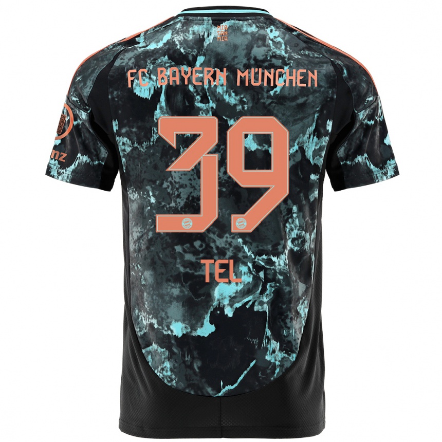 Men Football Mathys Tel #39 Black Away Jersey 2024/25 T-Shirt Nz