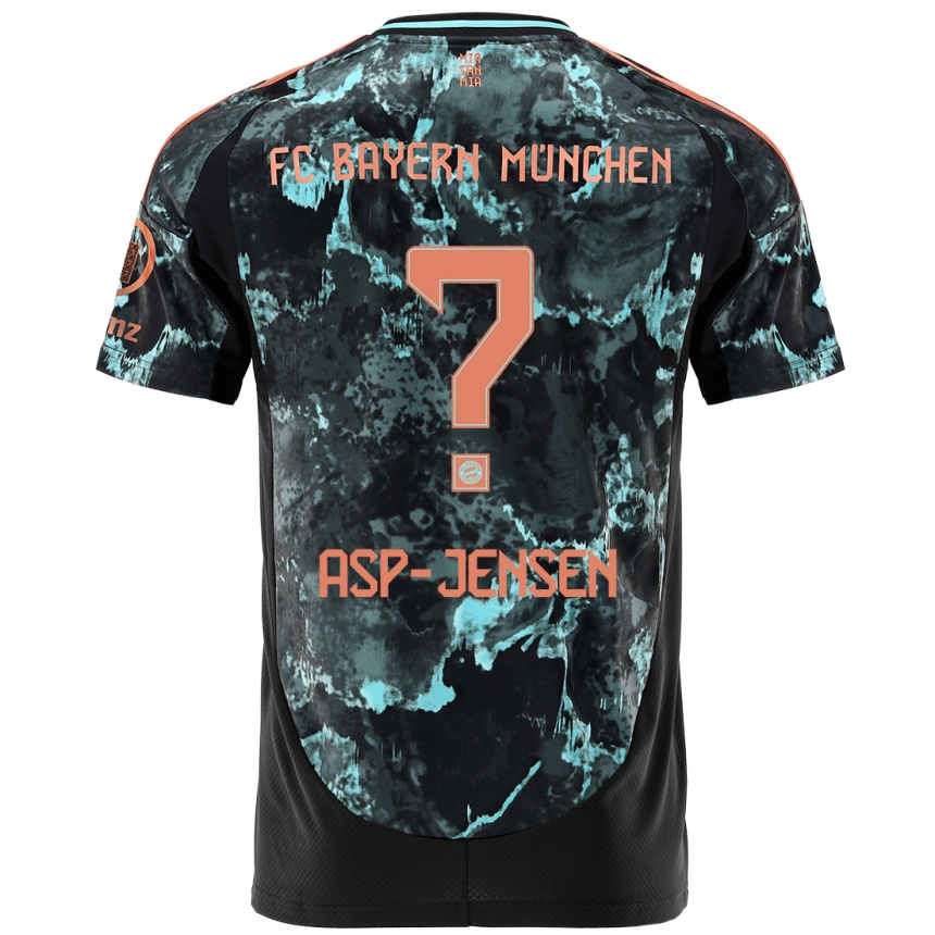 Men Football Jonathan Asp-Jensen #0 Black Away Jersey 2024/25 T-Shirt Nz