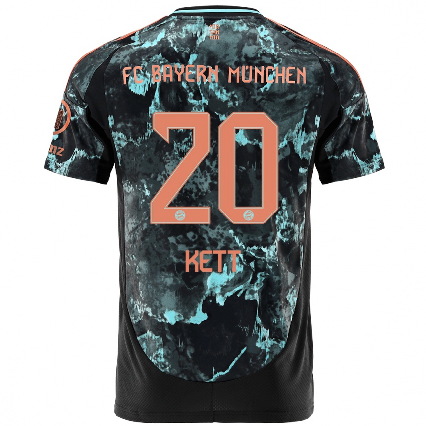 Men Football Franziska Kett #20 Black Away Jersey 2024/25 T-Shirt Nz