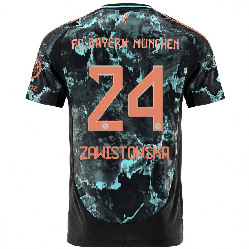 Men Football Weronika Zawistowska #24 Black Away Jersey 2024/25 T-Shirt Nz