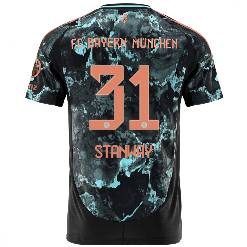 Men Football Georgia Stanway #31 Black Away Jersey 2024/25 T-Shirt Nz