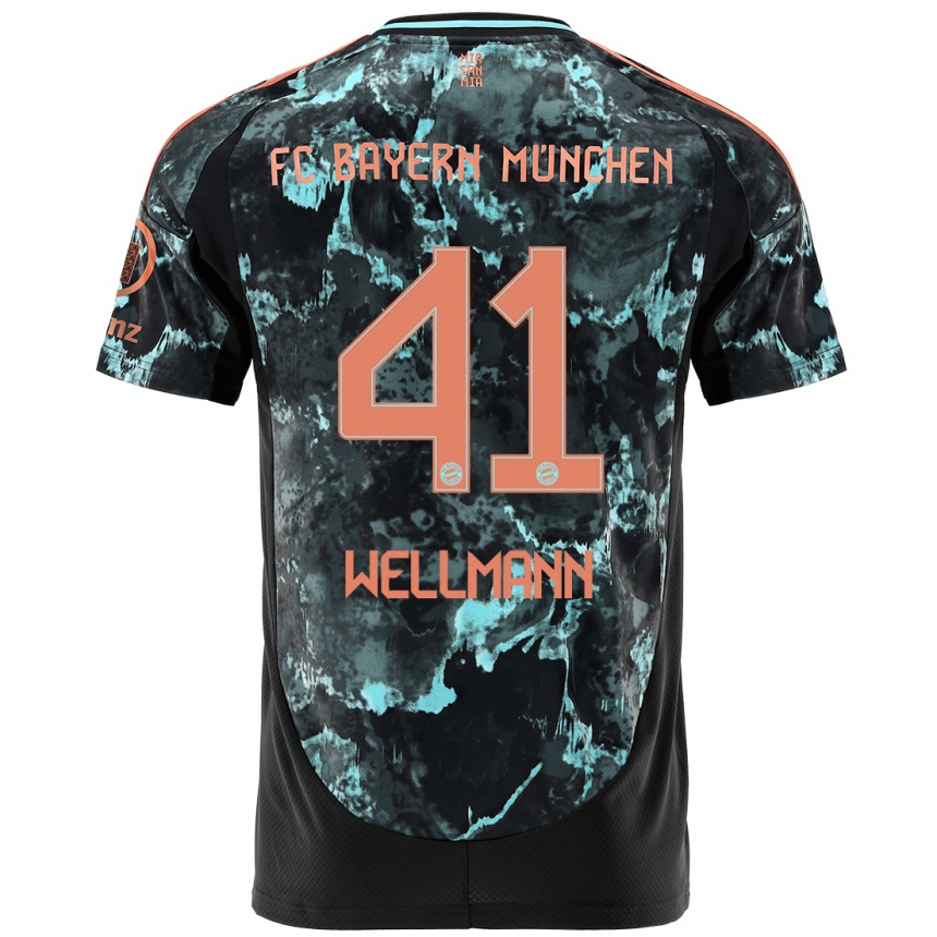 Men Football Anna Wellmann #41 Black Away Jersey 2024/25 T-Shirt Nz