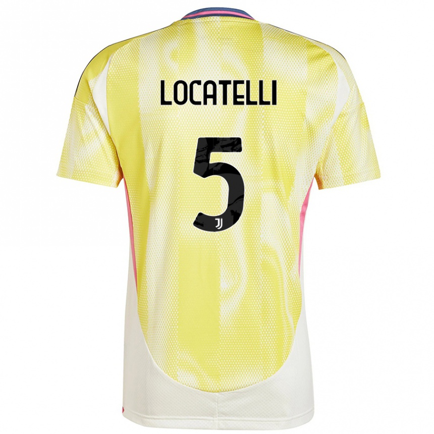 Men Football Manuel Locatelli #5 Solar Yellow Away Jersey 2024/25 T-Shirt Nz