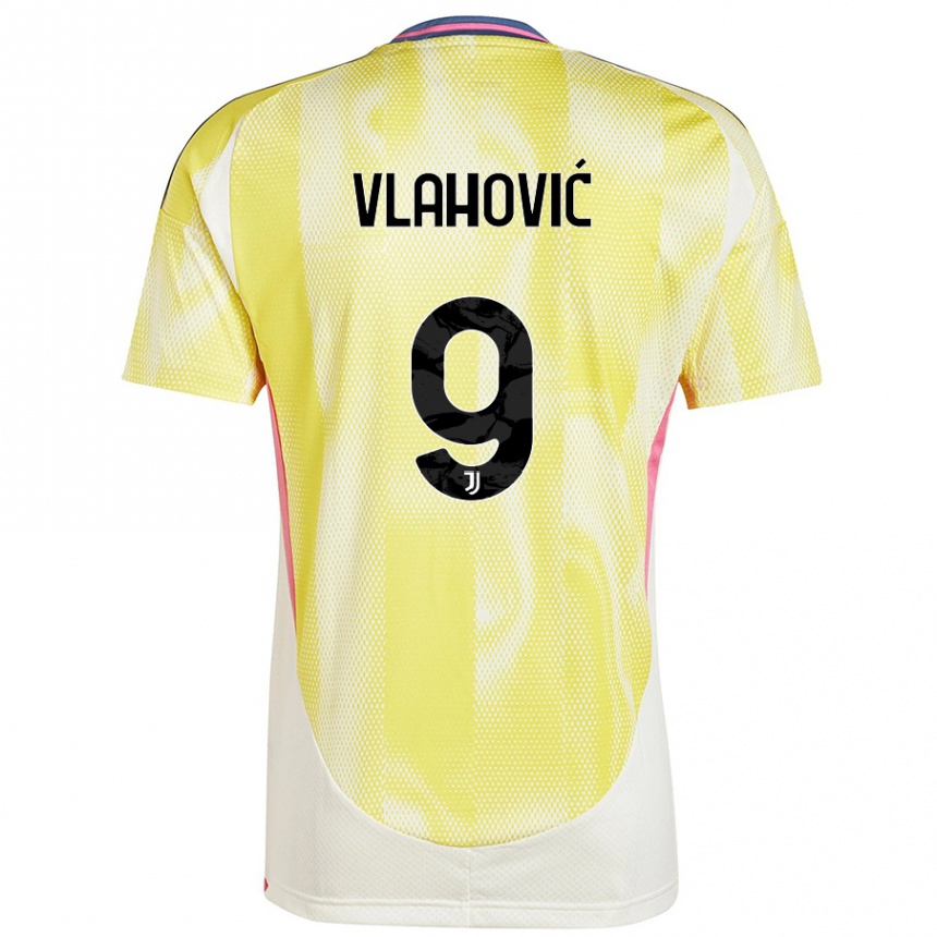 Men Football Dusan Vlahovic #9 Solar Yellow Away Jersey 2024/25 T-Shirt Nz