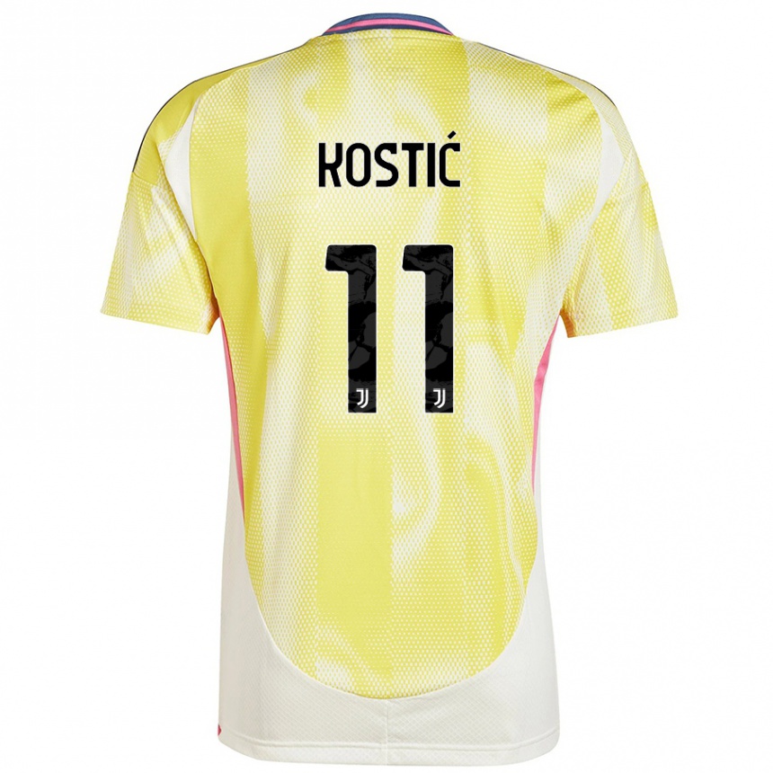 Men Football Filip Kostic #11 Solar Yellow Away Jersey 2024/25 T-Shirt Nz