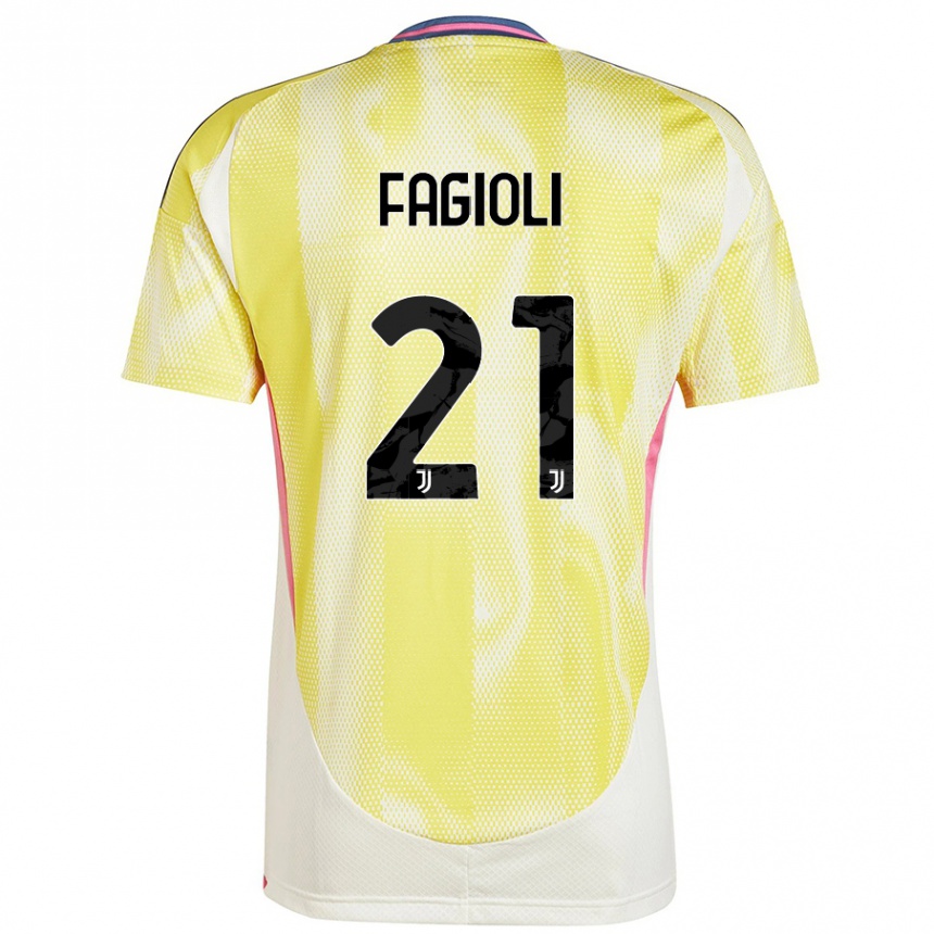 Men Football Nicolo Fagioli #21 Solar Yellow Away Jersey 2024/25 T-Shirt Nz