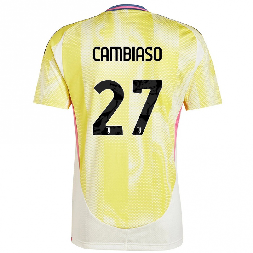 Men Football Andrea Cambiaso #27 Solar Yellow Away Jersey 2024/25 T-Shirt Nz