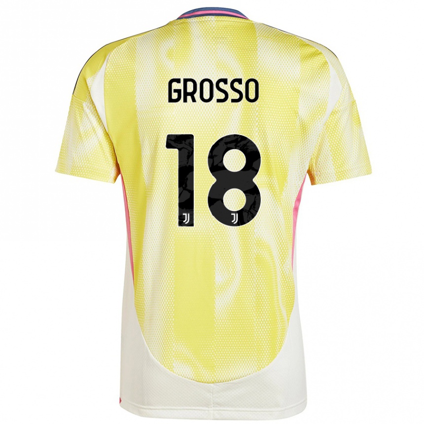 Men Football Filippo Grosso #18 Solar Yellow Away Jersey 2024/25 T-Shirt Nz