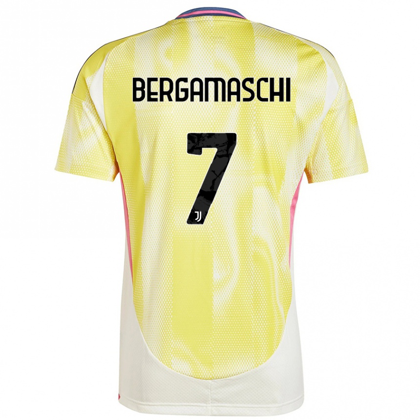 Men Football Valentina Bergamaschi #7 Solar Yellow Away Jersey 2024/25 T-Shirt Nz