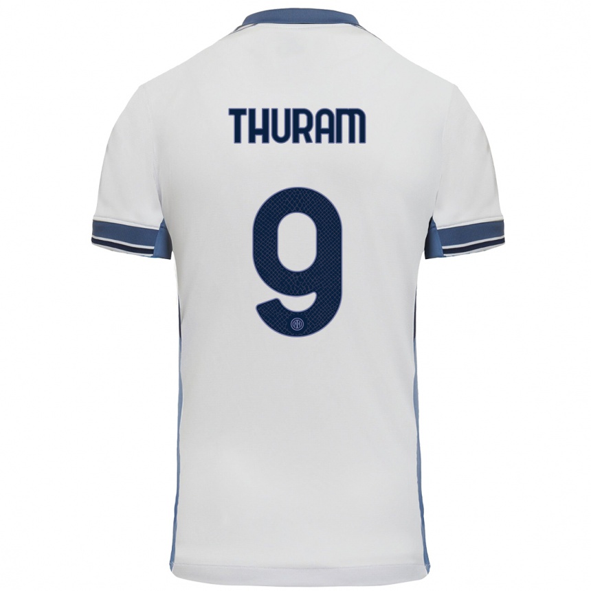 Men Football Marcus Thuram #9 White Grey Away Jersey 2024/25 T-Shirt Nz