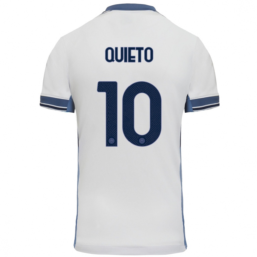 Men Football Daniele Quieto #10 White Grey Away Jersey 2024/25 T-Shirt Nz