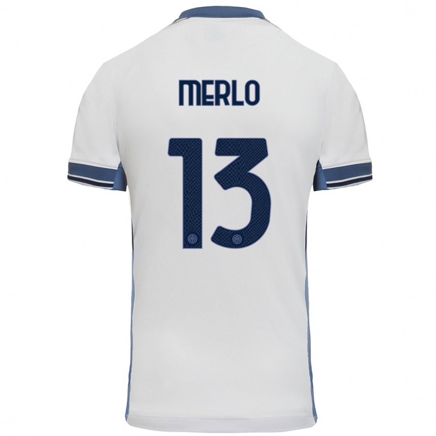 Men Football Beatrice Merlo #13 White Grey Away Jersey 2024/25 T-Shirt Nz