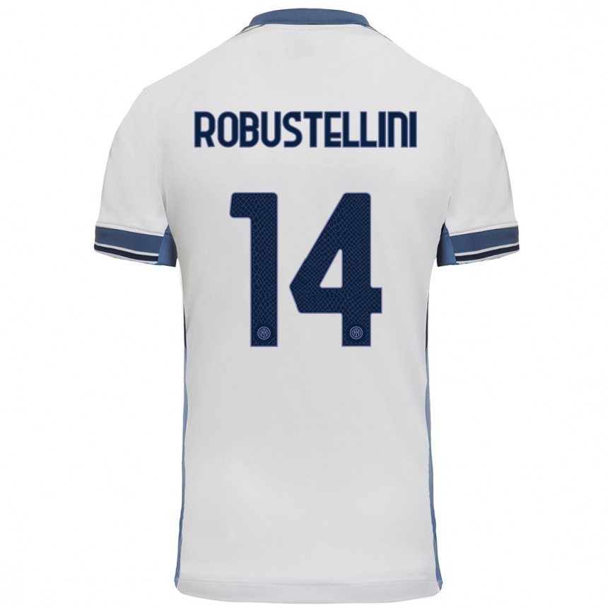 Men Football Chiara Robustellini #14 White Grey Away Jersey 2024/25 T-Shirt Nz