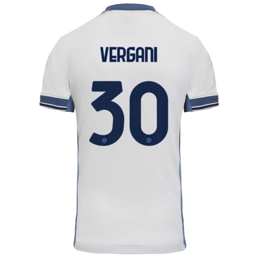 Men Football Bianca Vergani #30 White Grey Away Jersey 2024/25 T-Shirt Nz