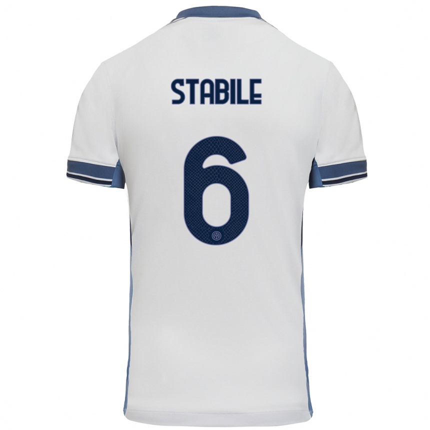 Men Football Giacomo Stabile #6 White Grey Away Jersey 2024/25 T-Shirt Nz