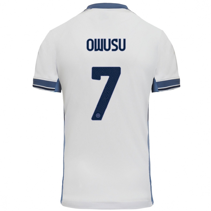 Men Football Enoch Owusu #7 White Grey Away Jersey 2024/25 T-Shirt Nz