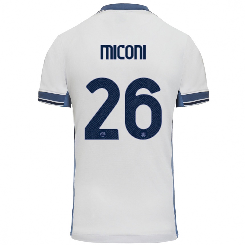 Men Football Riccardo Miconi #26 White Grey Away Jersey 2024/25 T-Shirt Nz