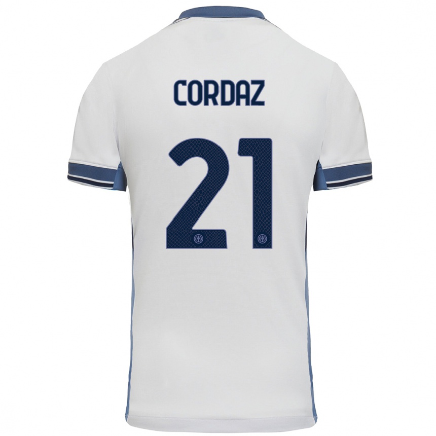 Men Football Alex Cordaz #21 White Grey Away Jersey 2024/25 T-Shirt Nz