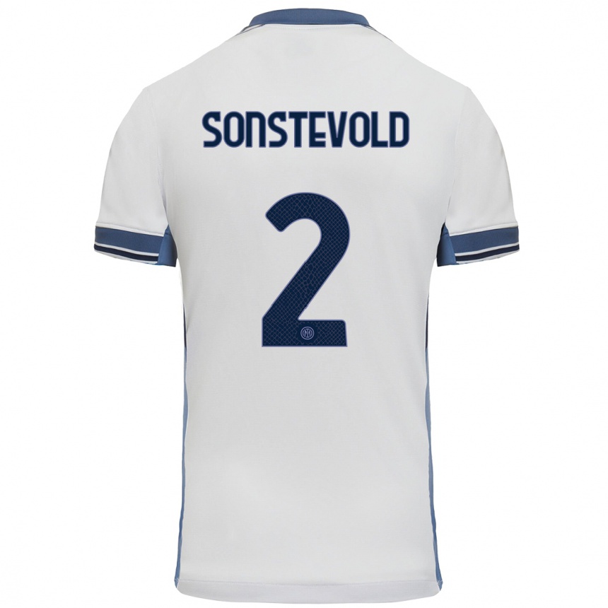 Men Football Anja Sonstevold #2 White Grey Away Jersey 2024/25 T-Shirt Nz