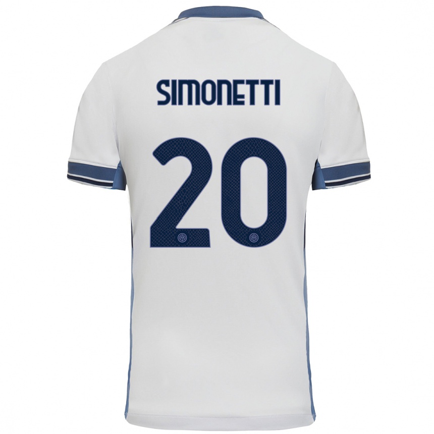 Men Football Flaminia Simonetti #20 White Grey Away Jersey 2024/25 T-Shirt Nz