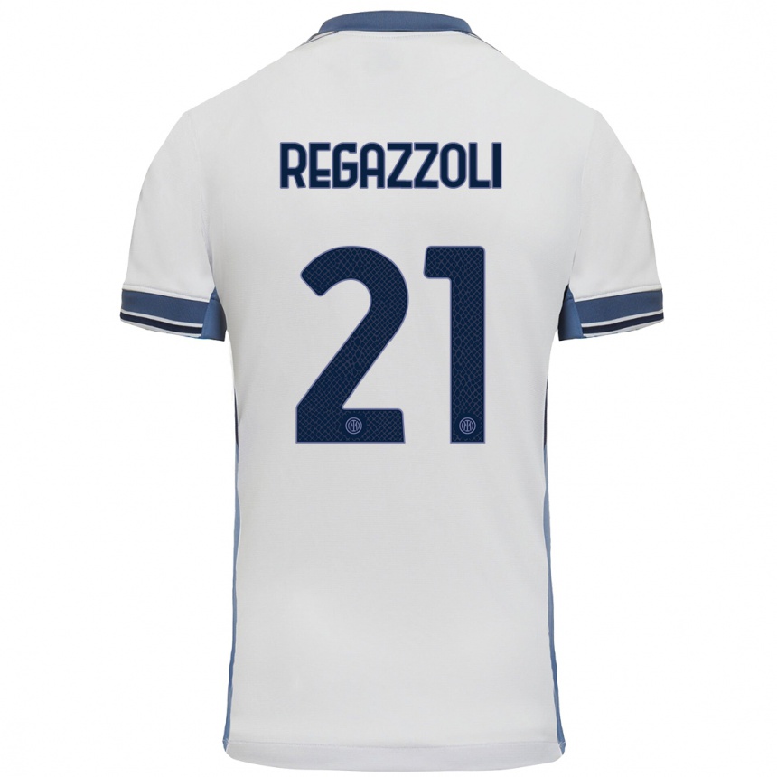 Men Football Alice Regazzoli #21 White Grey Away Jersey 2024/25 T-Shirt Nz