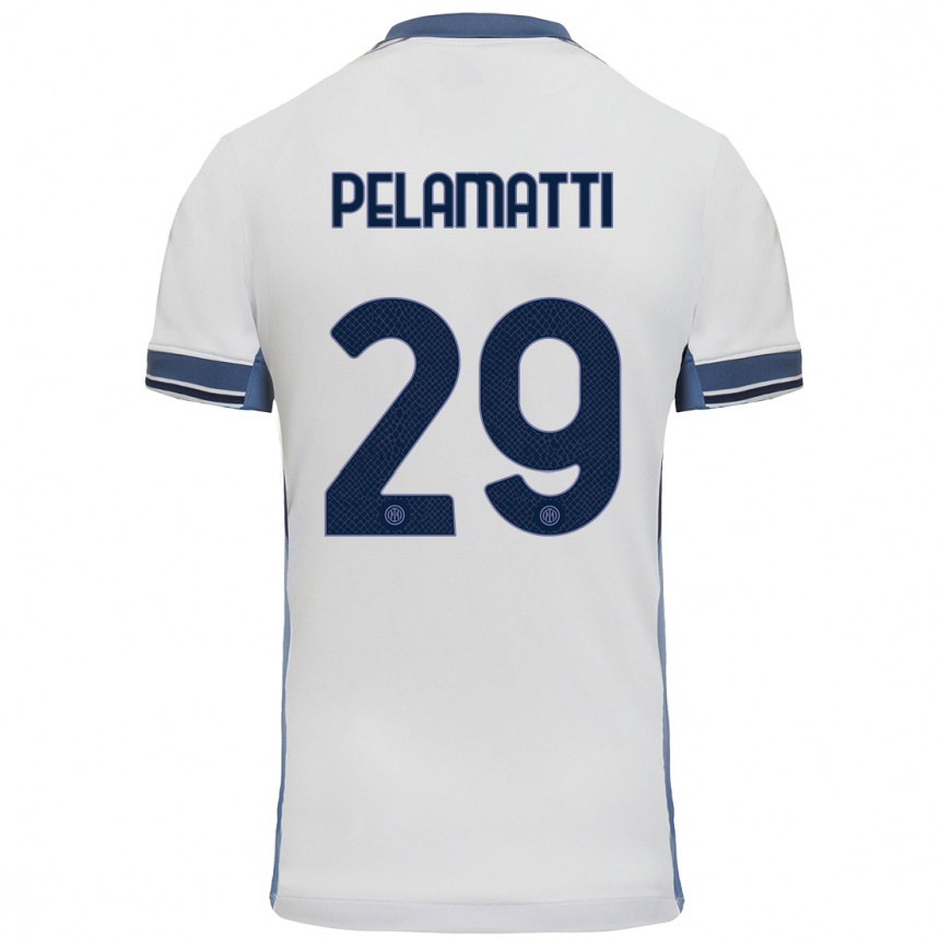 Men Football Andrea Pelamatti #29 White Grey Away Jersey 2024/25 T-Shirt Nz