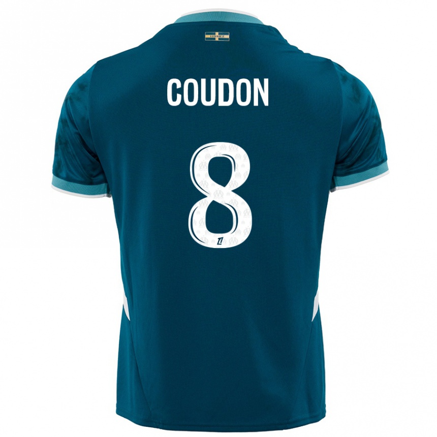 Men Football Marine Coudon #8 Turquoise Blue Away Jersey 2024/25 T-Shirt Nz