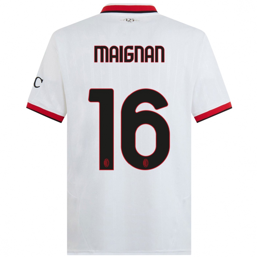 Men Football Mike Maignan #16 White Black Red Away Jersey 2024/25 T-Shirt Nz