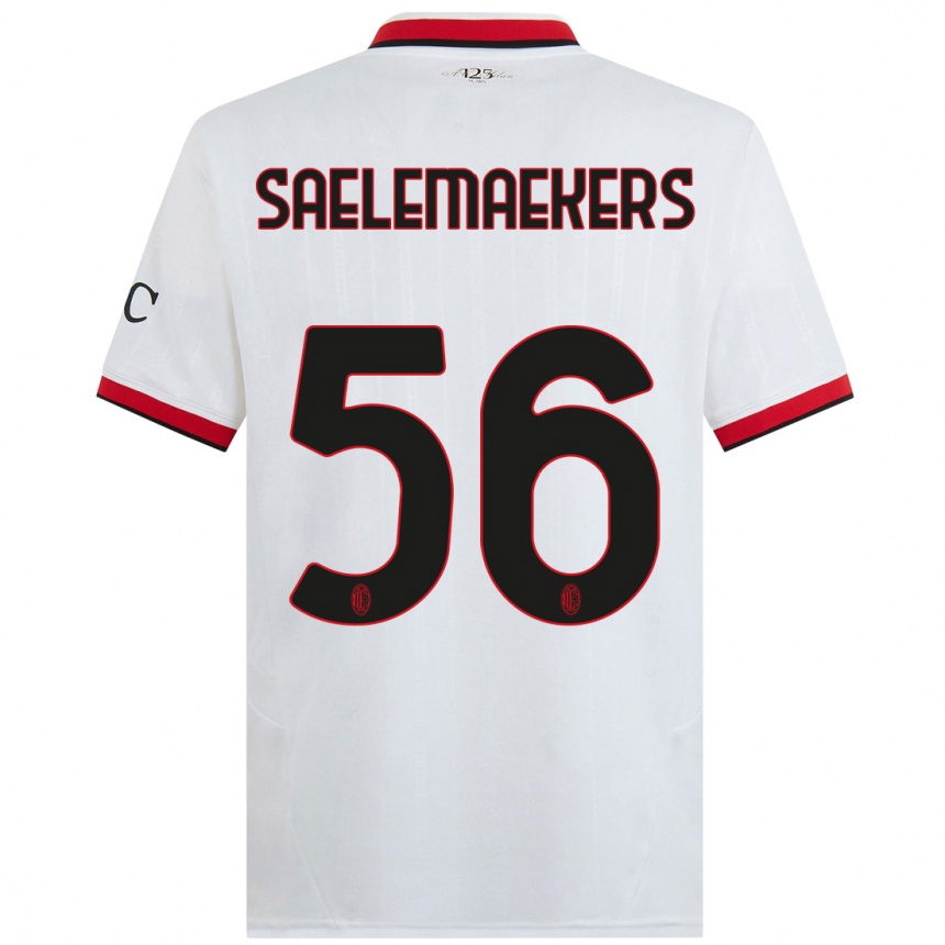 Men Football Alexis Saelemaekers #56 White Black Red Away Jersey 2024/25 T-Shirt Nz