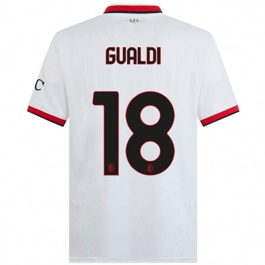 Men Football Andrea Gualdi #18 White Black Red Away Jersey 2024/25 T-Shirt Nz