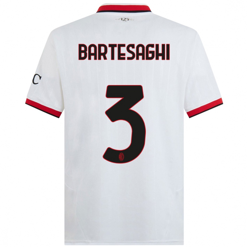 Men Football Davide Bartesaghi #3 White Black Red Away Jersey 2024/25 T-Shirt Nz