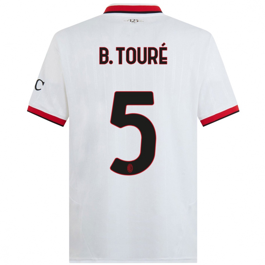 Men Football Fode Ballo-Toure #5 White Black Red Away Jersey 2024/25 T-Shirt Nz