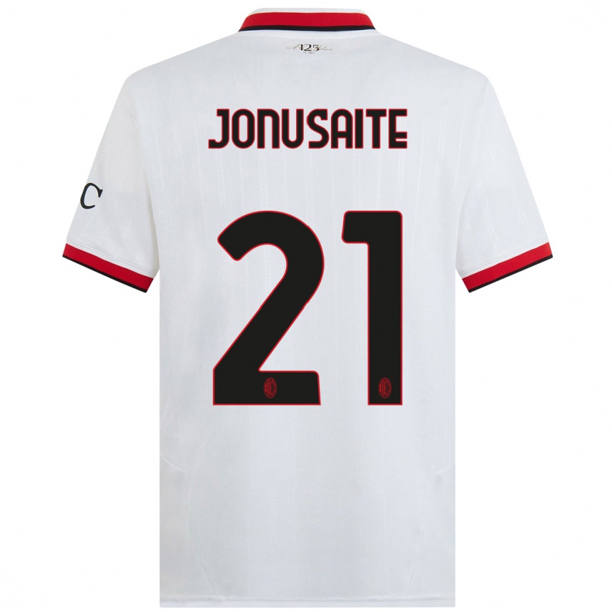 Men Football Rimante Jonusaite #21 White Black Red Away Jersey 2024/25 T-Shirt Nz