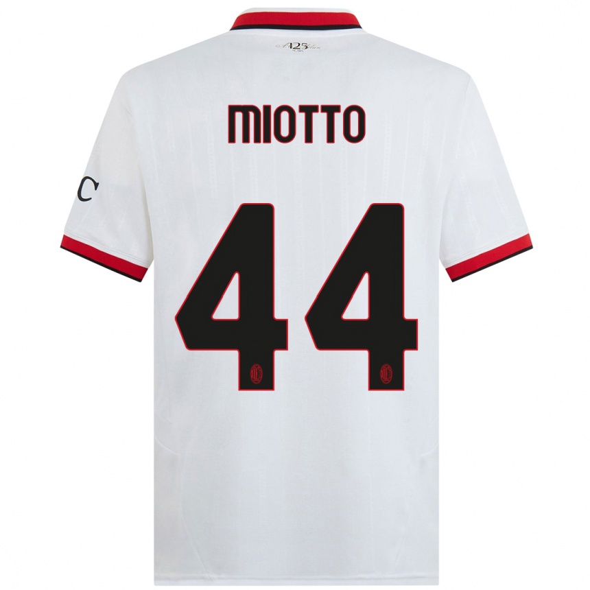 Men Football Giorgia Miotto #44 White Black Red Away Jersey 2024/25 T-Shirt Nz