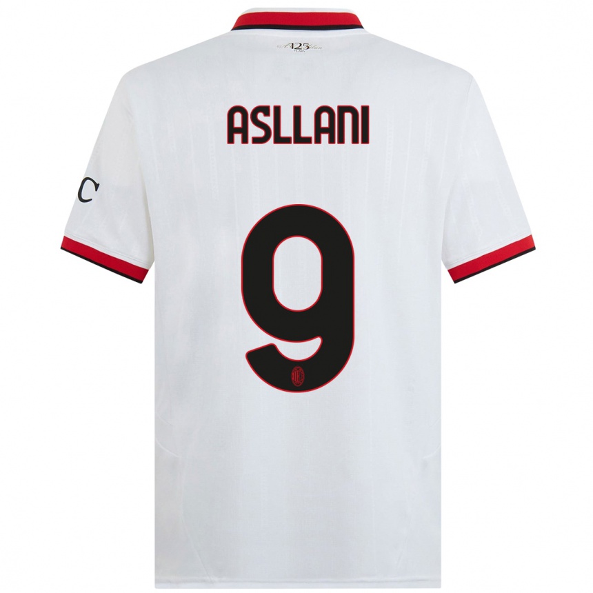 Men Football Kosovare Asllani #9 White Black Red Away Jersey 2024/25 T-Shirt Nz