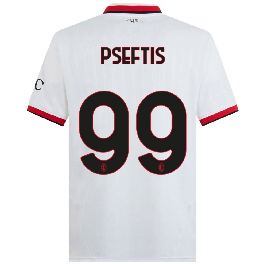 Men Football Fotios Pseftis #99 White Black Red Away Jersey 2024/25 T-Shirt Nz