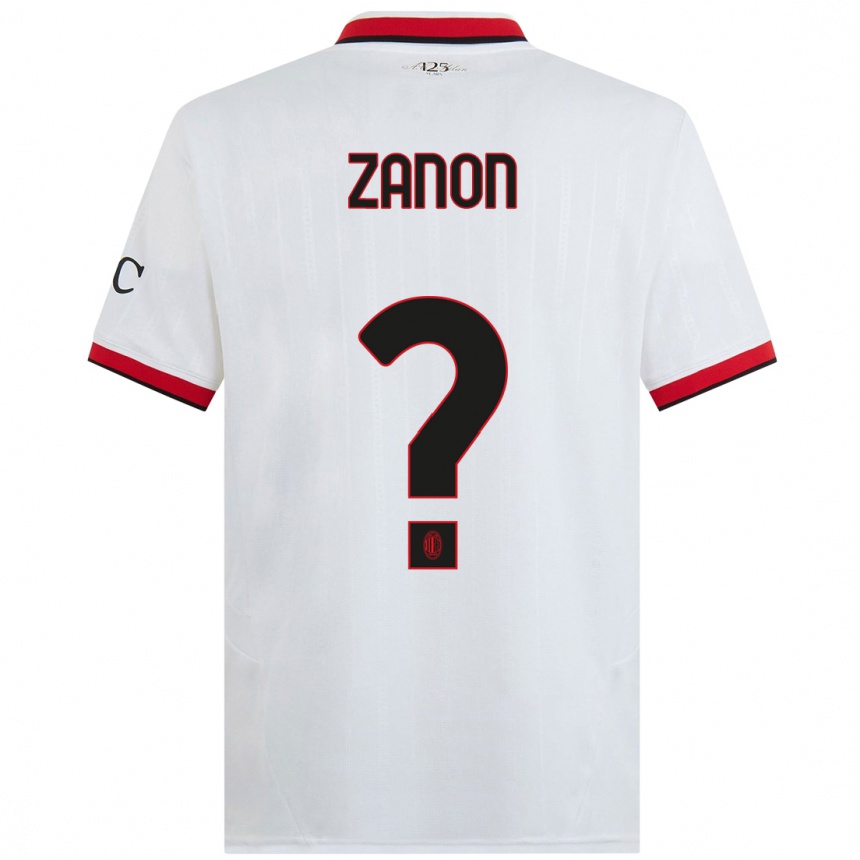 Men Football Thomas Zanon #0 White Black Red Away Jersey 2024/25 T-Shirt Nz