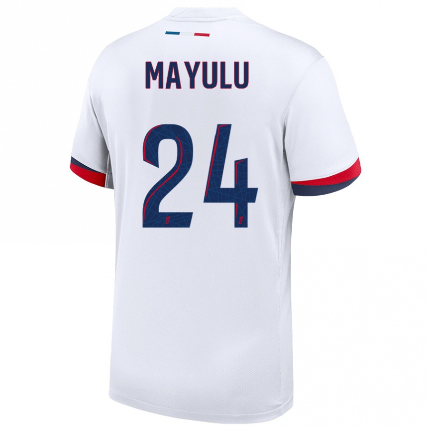 Men Football Senny Mayulu #24 White Blue Red Away Jersey 2024/25 T-Shirt Nz