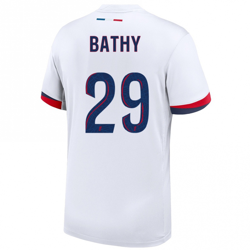 Men Football Griedge Mbock Bathy #29 White Blue Red Away Jersey 2024/25 T-Shirt Nz