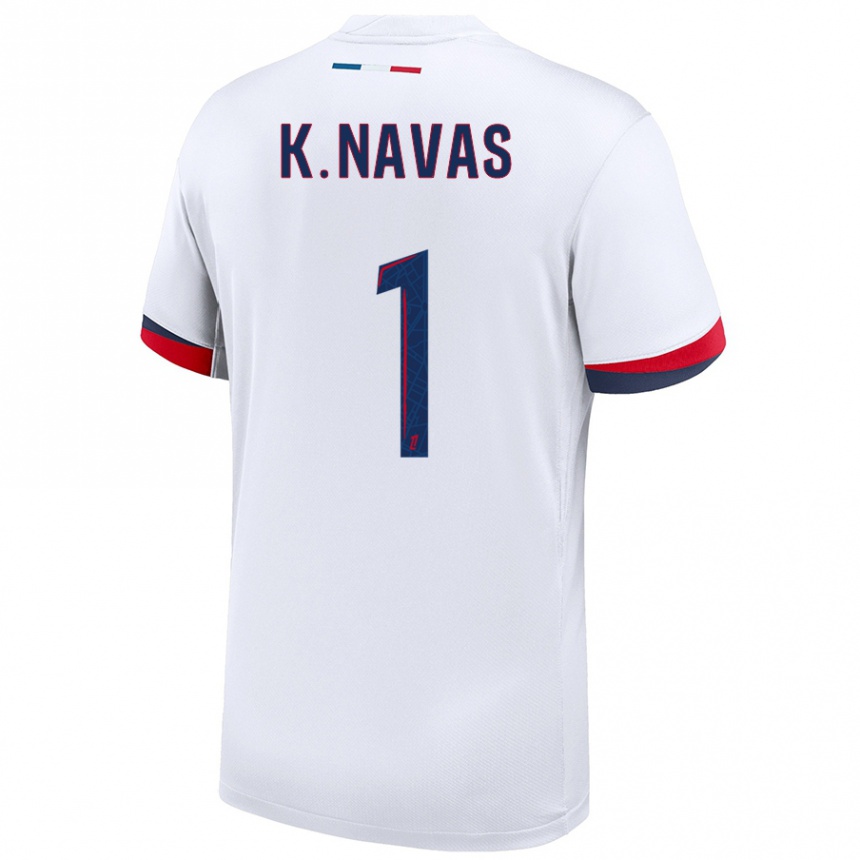 Men Football Keylor Navas #1 White Blue Red Away Jersey 2024/25 T-Shirt Nz