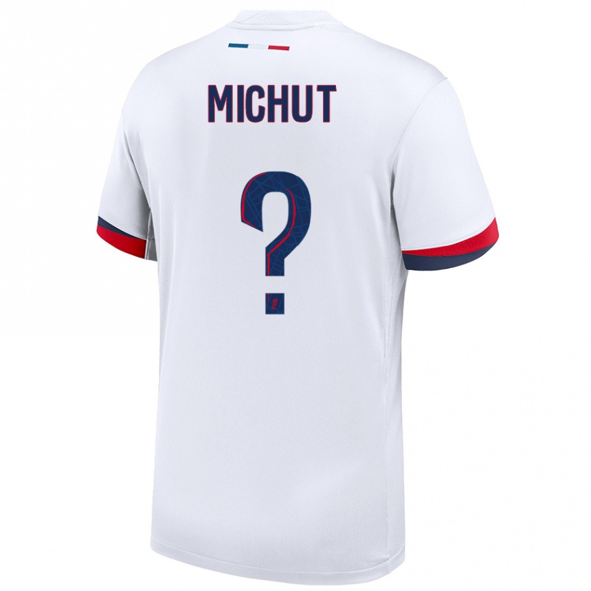 Men Football Etienne Michut #0 White Blue Red Away Jersey 2024/25 T-Shirt Nz