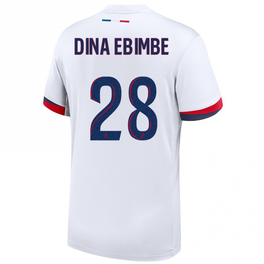 Men Football Eric Junior Dina Ebimbe #28 White Blue Red Away Jersey 2024/25 T-Shirt Nz