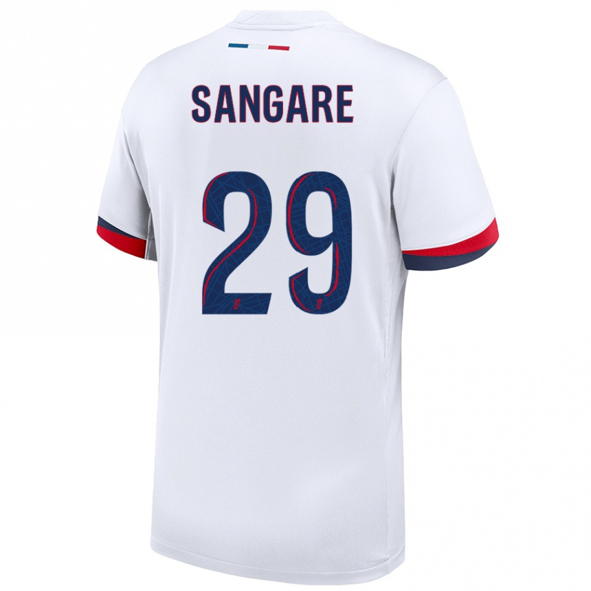 Men Football Hawa Sangare #29 White Blue Red Away Jersey 2024/25 T-Shirt Nz