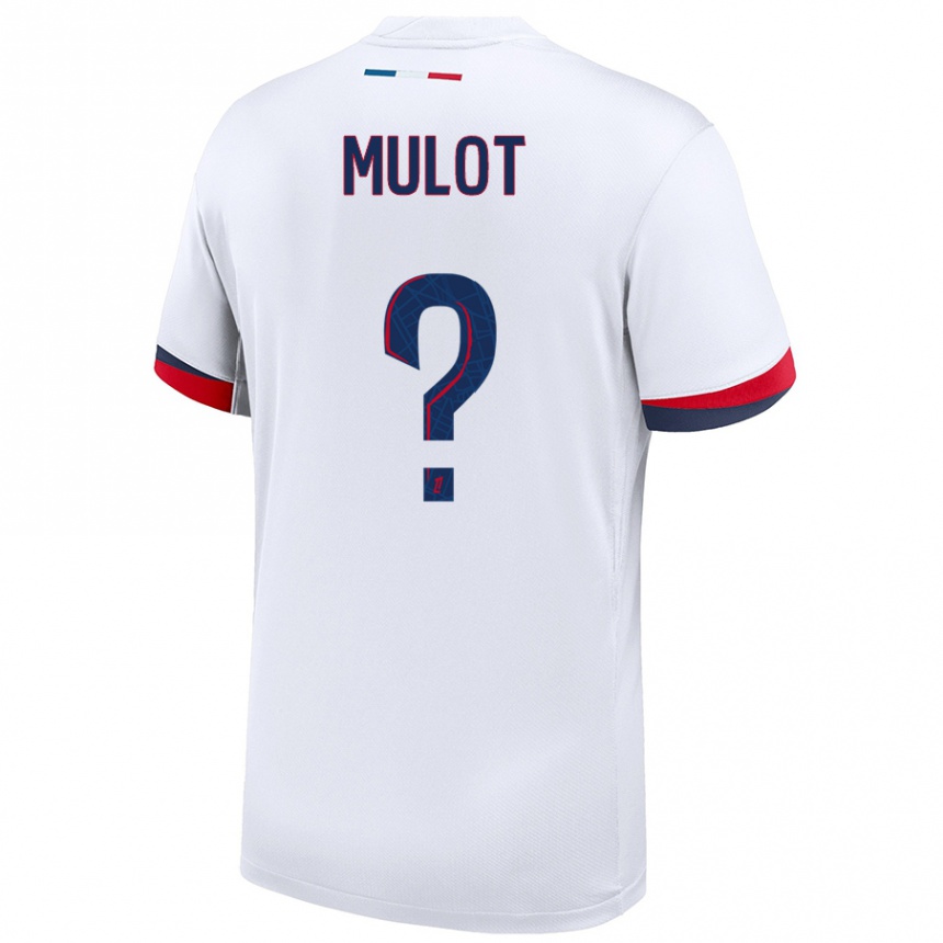 Men Football Marie Mulot #0 White Blue Red Away Jersey 2024/25 T-Shirt Nz