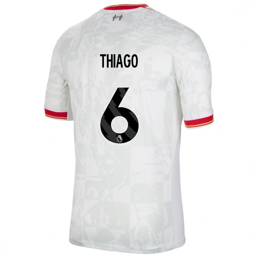 Men Football Thiago #6 White Red Black Third Jersey 2024/25 T-Shirt Nz