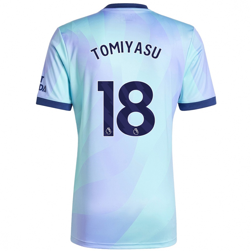 Men Football Takehiro Tomiyasu #18 Aqua Third Jersey 2024/25 T-Shirt Nz